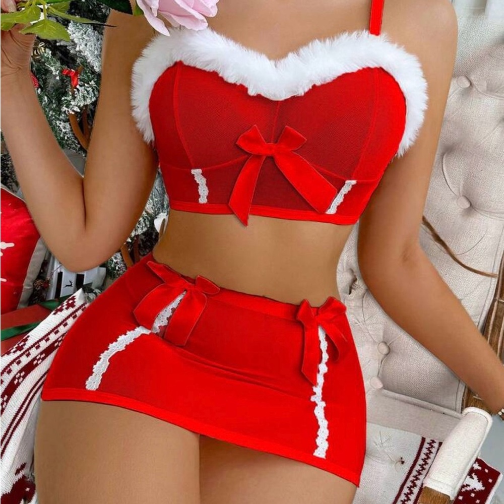 2/40$🔥Red and White Festive Two-Piece Set